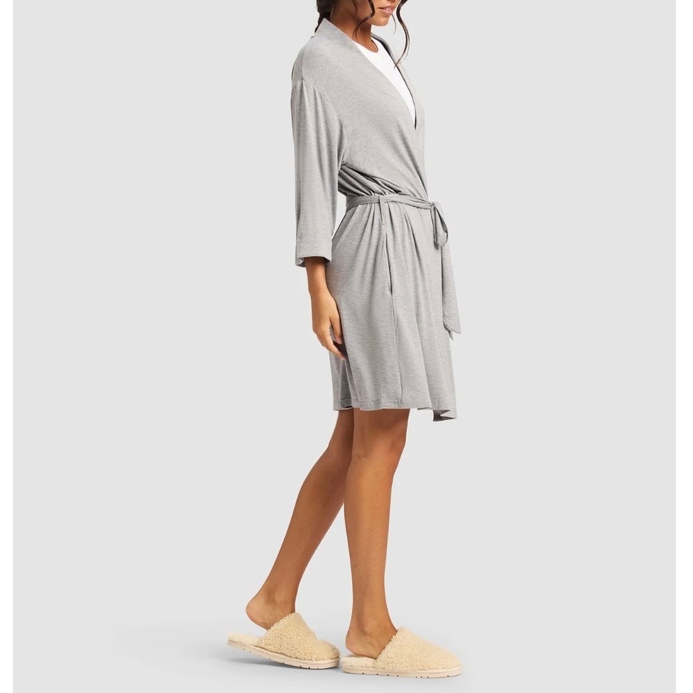 Cozy Earth Robe Womens Bamboo Stretch-Knit Oversized Kimono Grey Size M NEW
